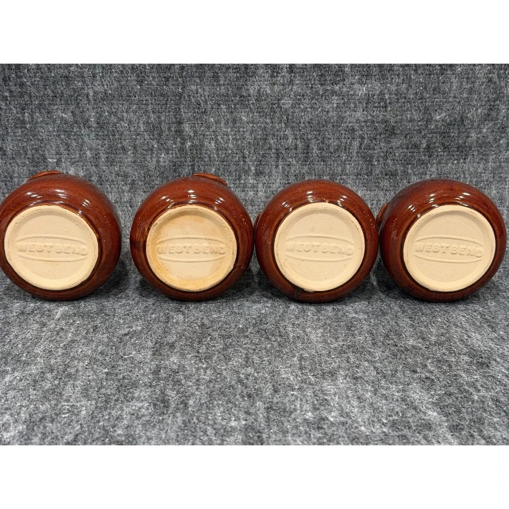 Set of 4 Vintage Westbend Mini Stoneware Chili Bean Pots Crocks Cabin Core Farm